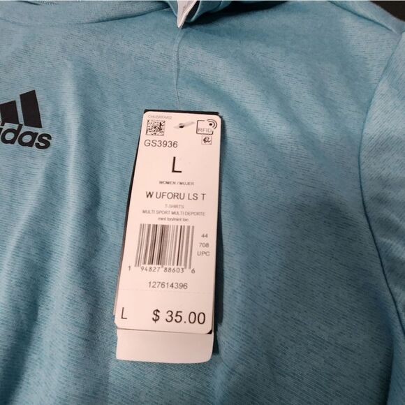 adidas Women Creator Climalite Long Sleeve Crew Neck Tee Blue Size L NWT Running - Picture 3 of 7